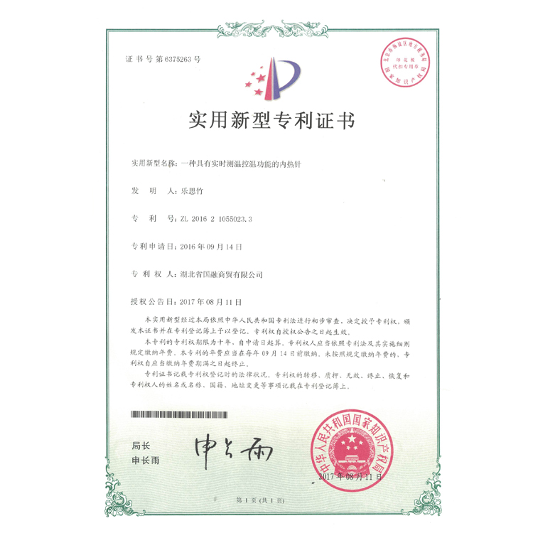 一種具有實時測溫控制功能的內(nèi)熱針